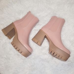 Madden Girl Pink Lug Heeled Boots 6.5